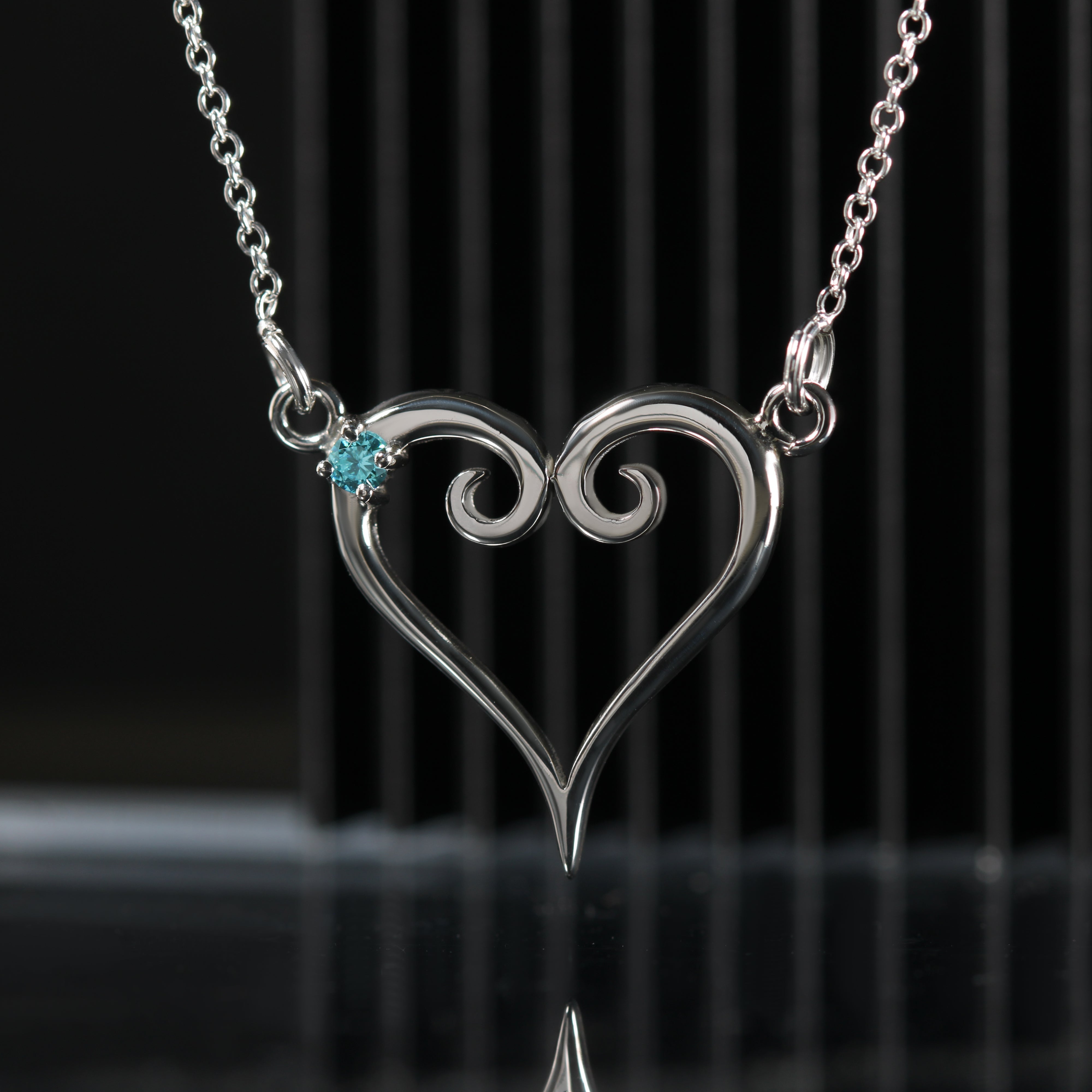 Silver Heart Necklace with Aquamarine | Aqua Kokoro – Sensei Jewels