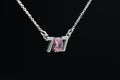 Detail of pink cubic zirconia in 707 necklace