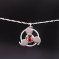 Sterling silver awakened eye necklace with garnet