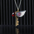 First Key Necklace sterling silver with natural garnet