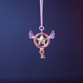 Sterling silver magical key necklace with garnet and gold-plated details