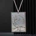 Sterling silver engraved plaque necklace with full moon design