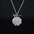 Sterling silver flower fruit necklace with sapphires
