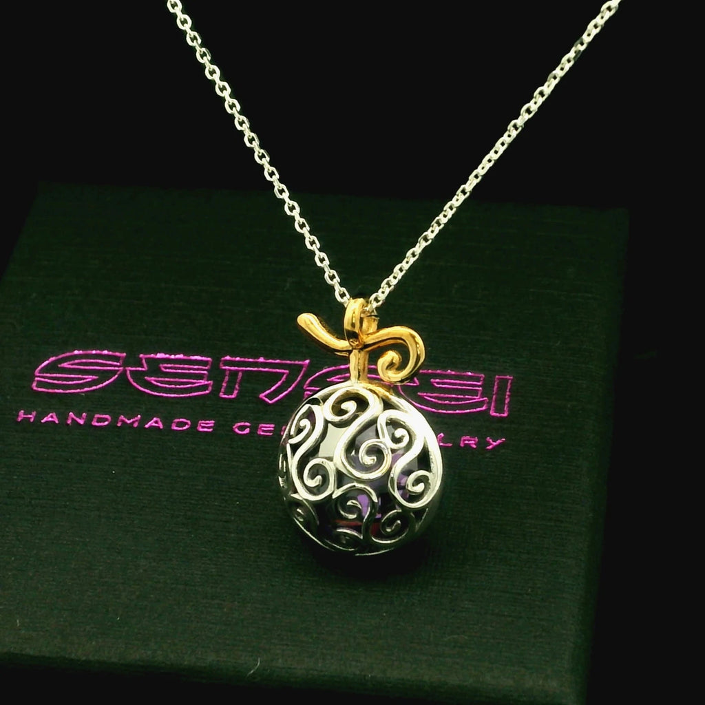 Sterling silver chain of purple fruit necklace